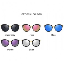 Aviator Retro Round Sunglasses Women Brand Design Black Female Sun Glasses Lady Silver - Pink - CG18Y6TMDRR $6.76