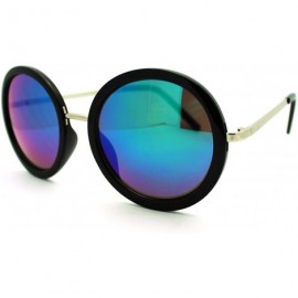 Oval Mirrored Circle Lens Psy Celebrity Gangnam Gentleman Sunglasses - Black Blue - C411GGL330N $11.37