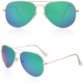 Sport Classic Aviator Polarized Sunglasses Mirrored UV400 Lens SJ1054 - C9 Gold Frame/Green Mirrored Lens - CD18EE0M8S6 $14.64