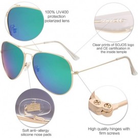 Sport Classic Aviator Polarized Sunglasses Mirrored UV400 Lens SJ1054 - C9 Gold Frame/Green Mirrored Lens - CD18EE0M8S6 $14.64