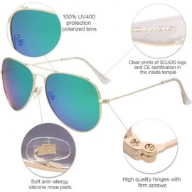 Sport Classic Aviator Polarized Sunglasses Mirrored UV400 Lens SJ1054 - C9 Gold Frame/Green Mirrored Lens - CD18EE0M8S6 $14.64