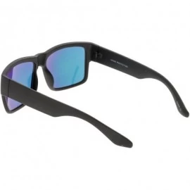 Wayfarer Men's Flat Top Thick Arms Square Mirror Lens Horn Rimmed Sunglasses 57mm - Matte Black / Orange Mirror - CO182Q8ZEDN...