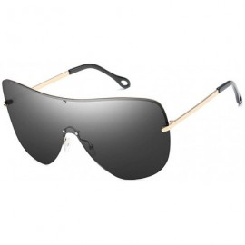 Rimless Oversized Rimless Polarizeed Unisex Vintage Designer HD Lens Driving Glasses UV400 - Gold Black - CN188E6Y9XA $13.21