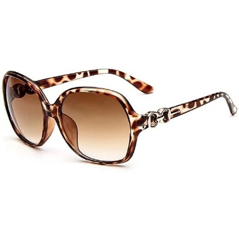 Round Female Fashion Plastic Hollow Frame Rimmed Sunglasses - Leopard - C918C0TTE0Q $10.11