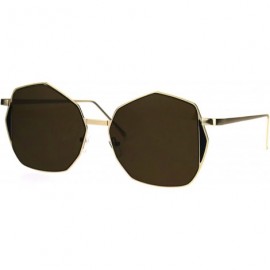 Oversized Womens Gradient Octagon Retro Hippie Butterfly Fashion Sunglasses - Gold Brown - CK1864ZHRUO $12.44