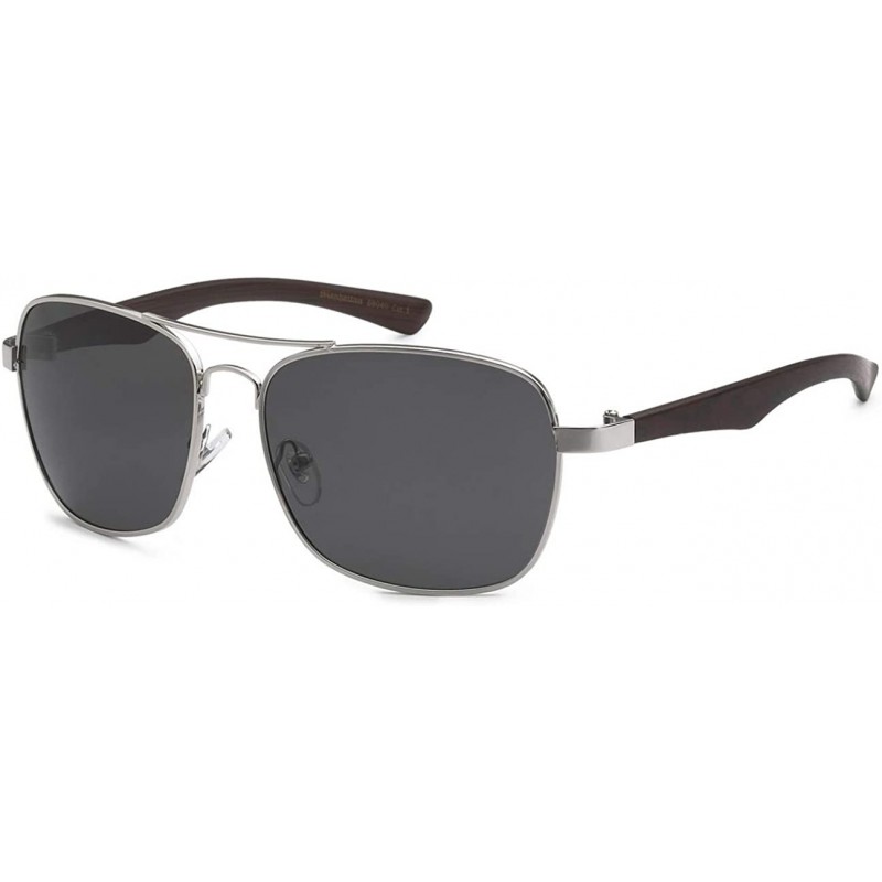 Aviator Polarized Aviator Manhattan Sunglasses - Silver/Brown - CF18HAXZ4IL $9.24