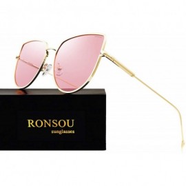 Cat Eye Cat Eye Fashion Metal Frame Polarized Sunglasses for Women UV 400 Protection - Golden Frame Pink Lens - CW18T8U5AQL $...