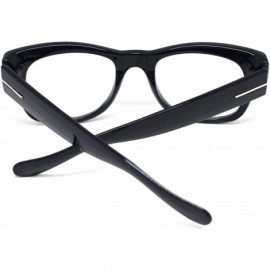 Square Oversized Square Thick Horn Rimmed Clear Lens Eye Glasses Frame Non-prescription - Black - CE185N96S46 $13.42