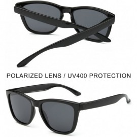 Rectangular Unisex Polarized Sunglasses Men Women Retro Designer Sun Glasses - Black Pro Simple Packaging - C918ET39S67 $13.21