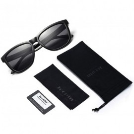 Rectangular Unisex Polarized Sunglasses Men Women Retro Designer Sun Glasses - Black Pro Simple Packaging - C918ET39S67 $13.21