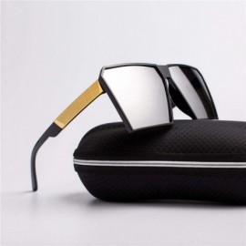 Aviator Square Oversized Sunglasses New Reflective Sunglasses Men Women Designer C6 - C2 - C518YR3ON8W $10.14