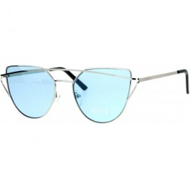 Cat Eye Womens Unique Double Wire Brow Cat Eye Sunglasses - Silver Blue - CH12JDH2ZIR $12.52