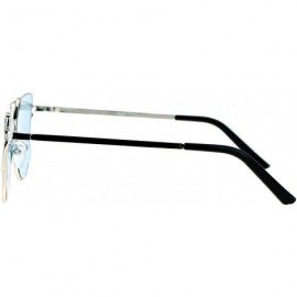 Cat Eye Womens Unique Double Wire Brow Cat Eye Sunglasses - Silver Blue - CH12JDH2ZIR $12.52