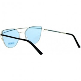 Cat Eye Womens Unique Double Wire Brow Cat Eye Sunglasses - Silver Blue - CH12JDH2ZIR $12.52