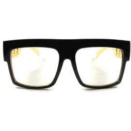 Rectangular Millionaire Designer Fancy Hip-Hop Swag Clear Lens Glasses Gold Link Frames - CE1802NWDUE $15.52