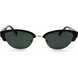 Oval Womens Narrow Oval Half Rim Hipster DJ Sunglasses - Gold Black Green - CW1950QL28X $13.89