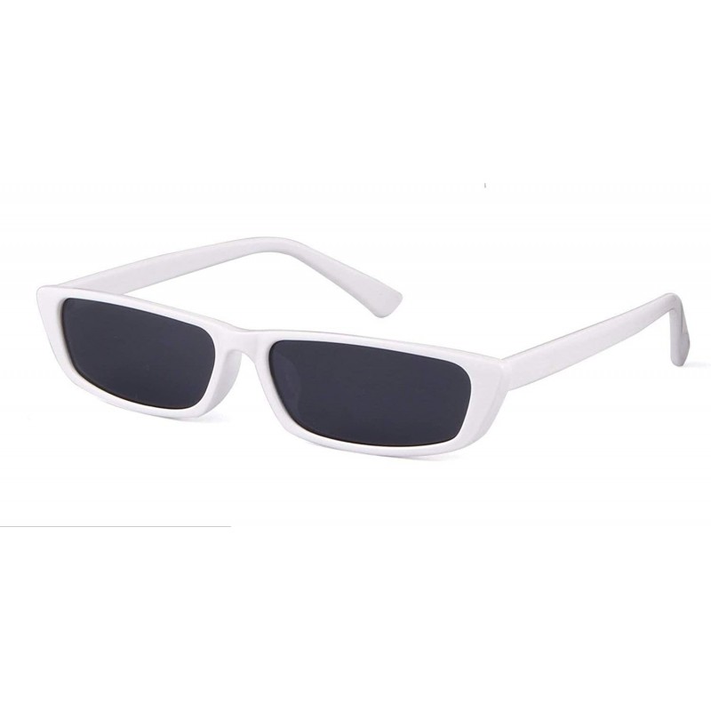 Square Vintage Rectangle Small Frame Sunglasses Fashion Designer Square Shades for Women - White - CH18G0TRMRR $11.14