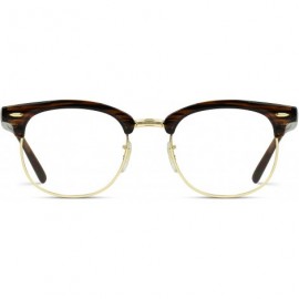 Wayfarer Vintage Inspired Classic Half Frame Horn Rimmed Clear Lens Glasses - Shiny Chestnut Brown - CB12FWSPRS1 $12.26