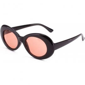 Oversized Womens Mens Cat Eye Bold Retro Oval Sunglasses Thick Frame - Black / Red Lens - C1186X8YX2R $9.82