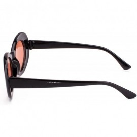 Oversized Womens Mens Cat Eye Bold Retro Oval Sunglasses Thick Frame - Black / Red Lens - C1186X8YX2R $9.82