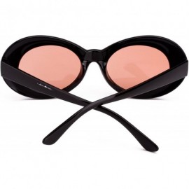 Oversized Womens Mens Cat Eye Bold Retro Oval Sunglasses Thick Frame - Black / Red Lens - C1186X8YX2R $9.82