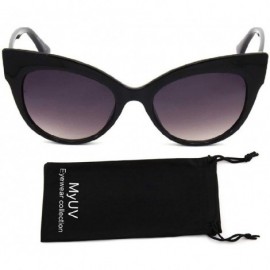 Cat Eye Oversize Vintage Mod Womens Fashion Cat Eye Sunglasses With Microfiber Pouch - Black - CK18S7KS4H3 $8.81