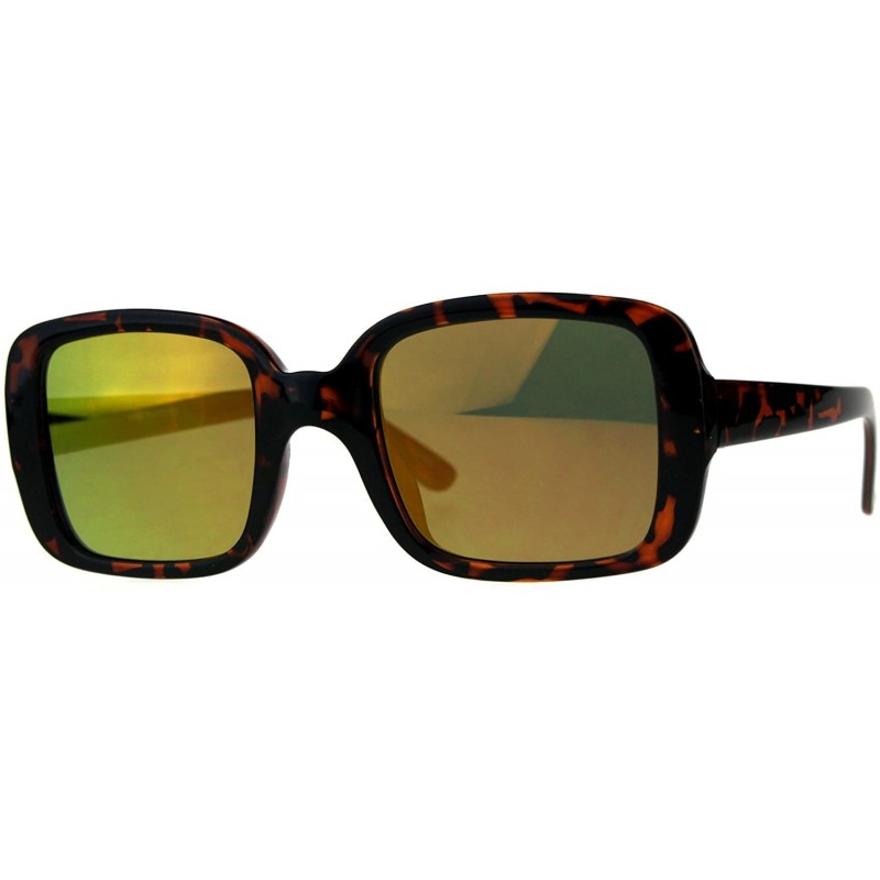 Rectangular Vintage Classic Fashion Sunglasses Womens Square Rectangular Mirror Lens - Tortoise (Orange Mirror) - CC18DNGQANH...