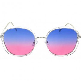 Square Rounded Square Frame Sunglasses Womens Oversized Fashion Eyewear UV 400 - Clear Silver (Blue Pink) - C618A2CLCRU $14.52