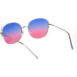 Square Rounded Square Frame Sunglasses Womens Oversized Fashion Eyewear UV 400 - Clear Silver (Blue Pink) - C618A2CLCRU $14.52