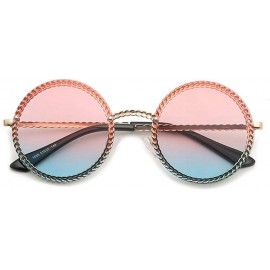 Round New modern retro round rope design trend street shooting ocean piece sunglasses - Pink&blue - C418LXU2SNT $13.07