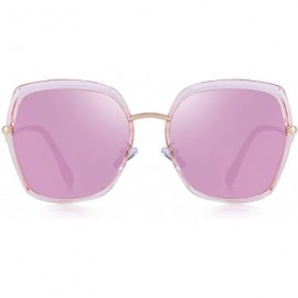 Oversized Women's Fashion Cat Eye Polarized Sunglasses Ladies Luxury Brand Sun glasses UV400 - Pink Mirror - CE18RWLLAQ2 $19.69