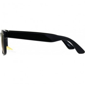 Square Bifocal Magnified Lens Sunglasses Trendy Square Horn Rim Mirrored Lens - Shiny Black - C7189XHNRLN $11.43