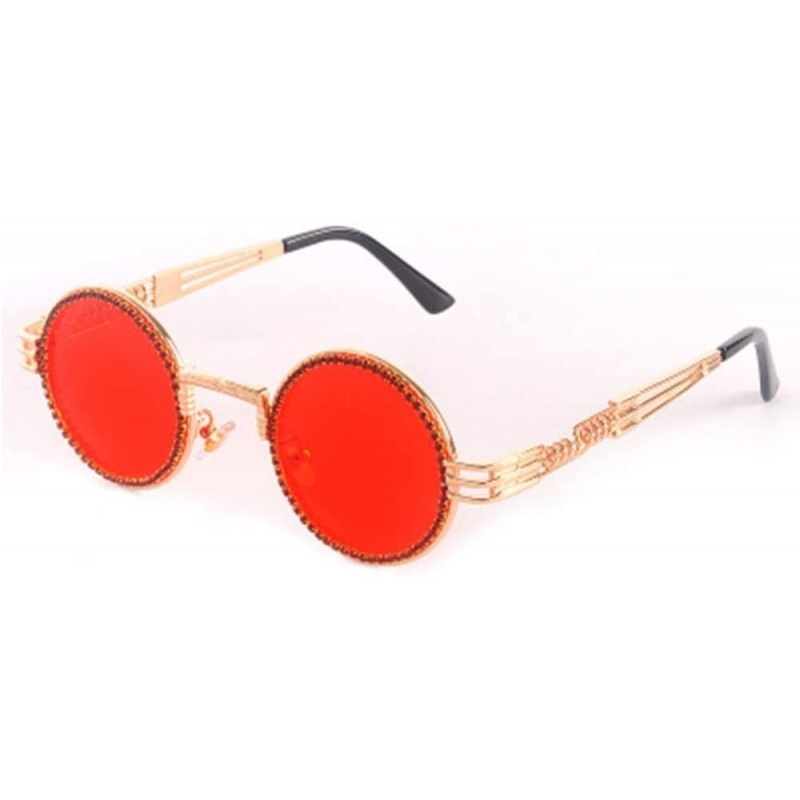 Round Rhinestone Retro Round Diamond Sunglasses Women's Multicolor Lenses - 6 - CU190H0ASC5 $39.49