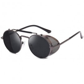 Round Steampunk Sunglasses for Men Women-Classic Round Style-UV Protection 8086 - Gun - CT19037LK4H $11.87