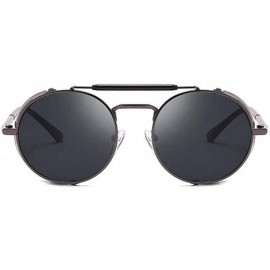 Round Steampunk Sunglasses for Men Women-Classic Round Style-UV Protection 8086 - Gun - CT19037LK4H $11.87