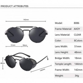 Round Steampunk Sunglasses for Men Women-Classic Round Style-UV Protection 8086 - Gun - CT19037LK4H $11.87