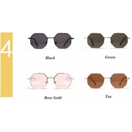 Goggle Metal Polygon Fashion Frame Sunglasses Women Men Vintage Luxury Mirror Sun Glasses UV400 De Sol - Gold Grey - CP197Y70...