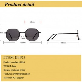 Goggle Metal Polygon Fashion Frame Sunglasses Women Men Vintage Luxury Mirror Sun Glasses UV400 De Sol - Gold Grey - CP197Y70...