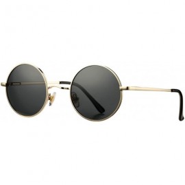 Oval Retro Small Round Polarized Sunglasses for Men Women John Lennon Style - C1 Gold Frame/Black Lens - C418NYHQI5S $15.29