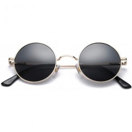 Oval Retro Small Round Polarized Sunglasses for Men Women John Lennon Style - C1 Gold Frame/Black Lens - C418NYHQI5S $15.29