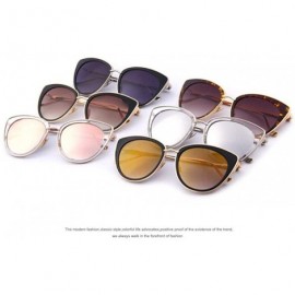 Aviator Fashion Women Cat Eye Sunglasses Alloy Frame Brand Designer Sunglasses C03 Pink - C03 Pink - CE18XE0O694 $9.93