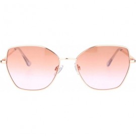 Butterfly Womens Metal Rim Oceanic Gradient Lens Butterfly Sunglasses - Rose Gold Brown Pink - CJ18OCY6GZ3 $14.62