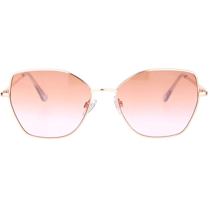 Butterfly Womens Metal Rim Oceanic Gradient Lens Butterfly Sunglasses - Rose Gold Brown Pink - CJ18OCY6GZ3 $14.62