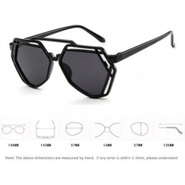 Aviator Fashion Polygon Women Sunglasses UV400 Oculos De Sol Brand C8 Black Green - C2 Black Grey - CH18YZWEYXQ $9.50