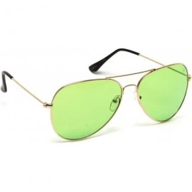 Square Classic Aviator Style Metal Frame Sunglasses Colored Lens - Gold Frame / Green Tinted Lens - CZ123IOH4WD $10.19