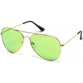 Square Classic Aviator Style Metal Frame Sunglasses Colored Lens - Gold Frame / Green Tinted Lens - CZ123IOH4WD $10.19