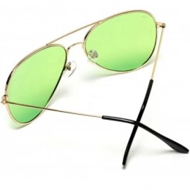 Square Classic Aviator Style Metal Frame Sunglasses Colored Lens - Gold Frame / Green Tinted Lens - CZ123IOH4WD $10.19