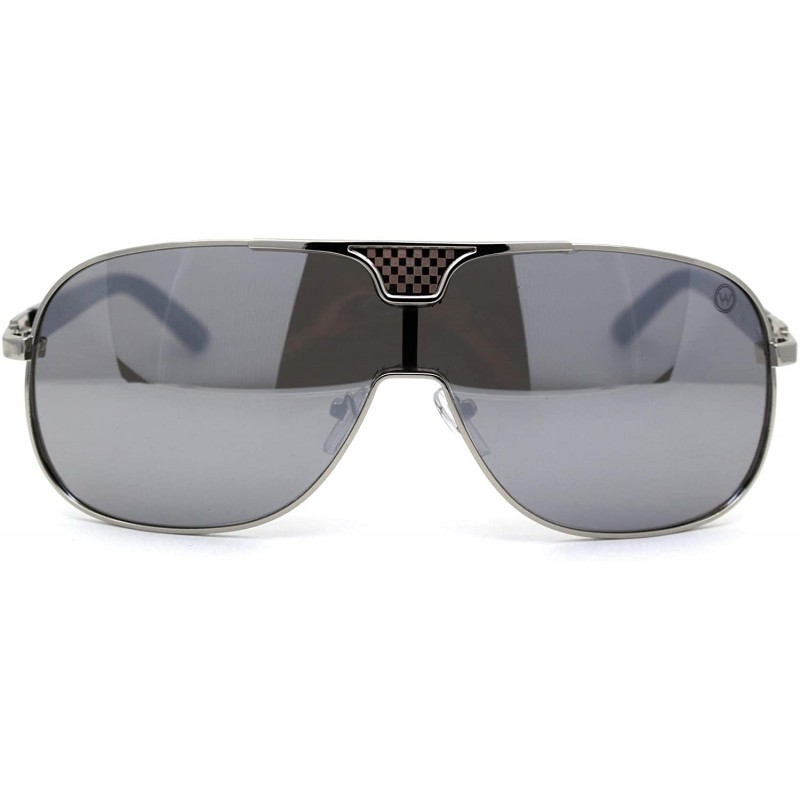 Rectangular Mens Shield Wise Man Mob Metal Rim Racer Sunglasses - Silver Mirror - CO197UY8WII $7.98