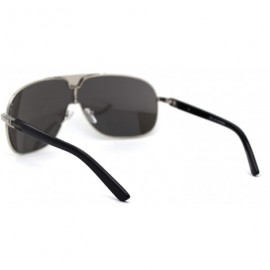 Rectangular Mens Shield Wise Man Mob Metal Rim Racer Sunglasses - Silver Mirror - CO197UY8WII $7.98