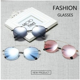 Round Retro Round Sunglasses Men Women Fashion Metal Frame Sun Glasses UV protection - Blue - CT18ZZT3O34 $10.44